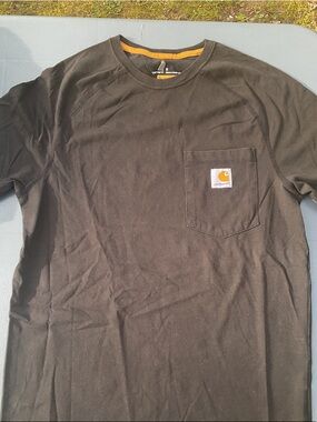 Carhartt Short-Sleeve Pocket Tee in Black with Gold Logo Trim